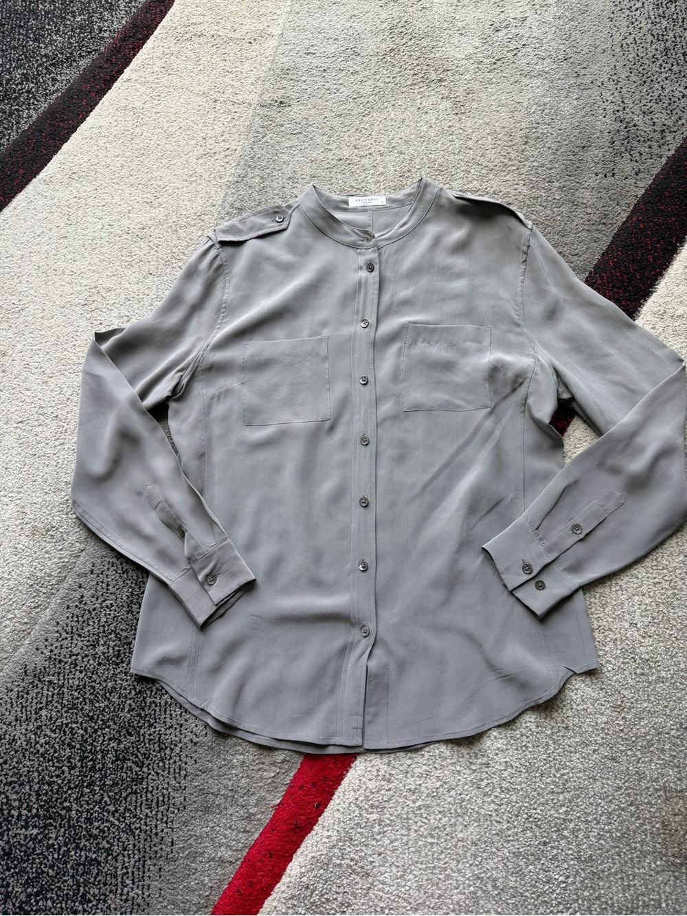 Equipment Femme Gray Silk Blouse Shirt